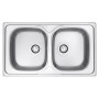 LAVELLO 2 VASCHE INOX 86X50 CON DISPOSITIVO PUSH