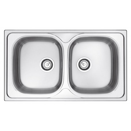 LAVELLO 2 VASCHE INOX 86X50 CON DISPOSITIVO PUSH