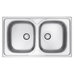 LAVELLO 2 VASCHE INOX 86X50 CON DISPOSITIVO PUSH