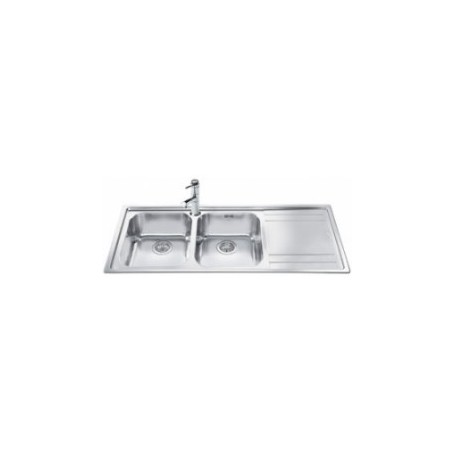 LAVELLO 2 VASCHE INOX 116X50 CON SCOLATURA DX