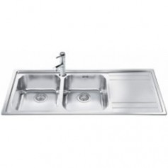LAVELLO 2 VASCHE INOX 116X50 CON SCOLATURA DX