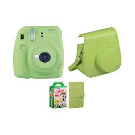 FOTOCAMERA ISTANTANEA MINI 9+CUSTODIA+10 POSE LIME