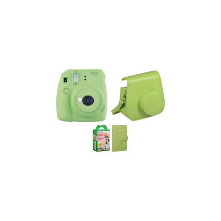 FOTOCAMERA ISTANTANEA MINI 9+CUSTODIA+10 POSE LIME
