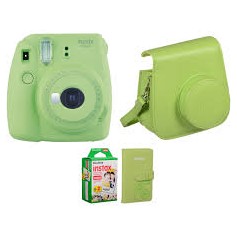 FOTOCAMERA ISTANTANEA MINI 9+CUSTODIA+10 POSE LIME