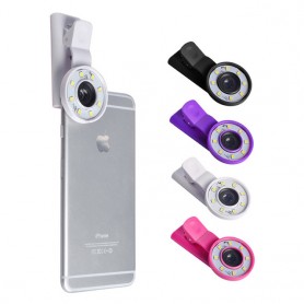 LENTE GRANDANGOLARE CON CLIP CON FLASH LED PER SMA