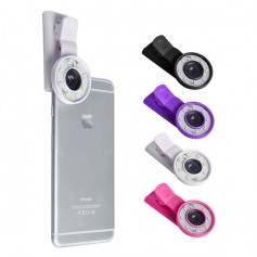 LENTE GRANDANGOLARE CON CLIP CON FLASH LED PER SMA