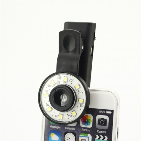 LENTE GRANDANGOLARE CON CLIP CON FLASH LED PER SMA
