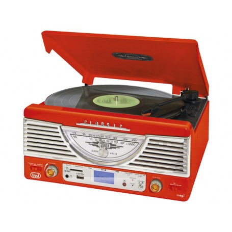 GIRADISCHI MULTIFUNZIONE STILE ANNI 60 ROSSO