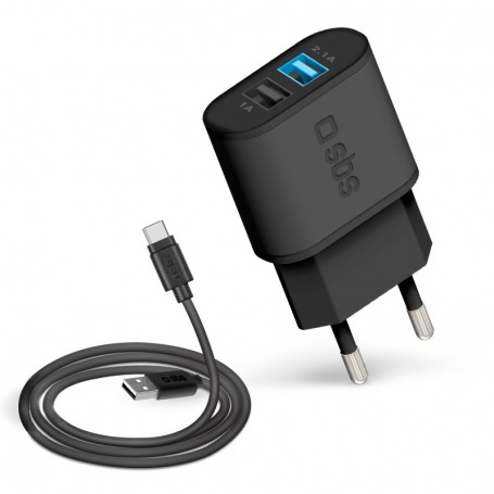 CARICATORE DA RETE CON 2 USB DA 2100MHA CAVO TYPEC