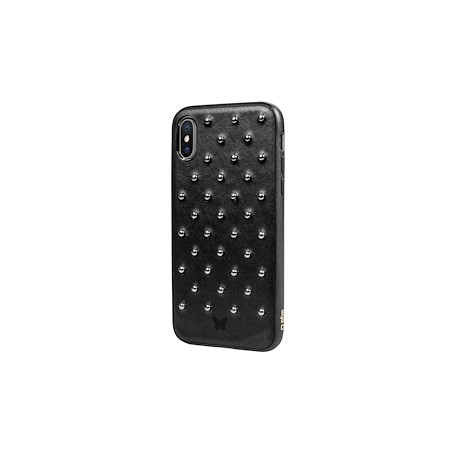 CUSTODIA IN SILICONE PER IPHONE X NERO BORCHIATA