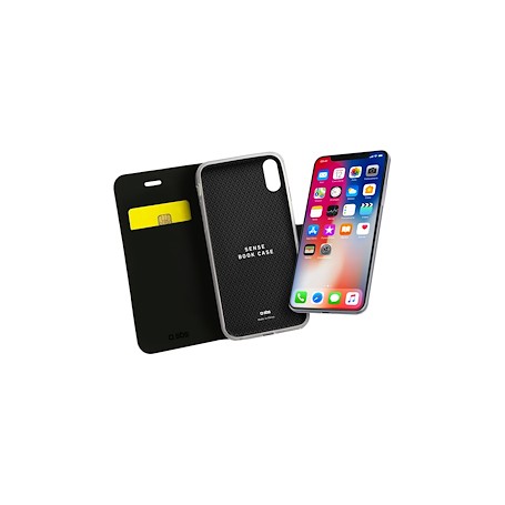 CUSTODIA A LIBRO PER IPHONE X NERO