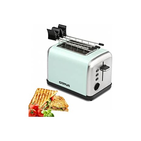 TOSTAPANE 850WATT 2 FETTE 3 FUNZIONI INOX AZZURRO