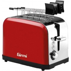 TOSTAPANE 850WATT 2 FETTE ROSSO INOX