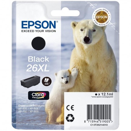 CARTUCCIA ORIGINALE EPSON 26XL BLACK