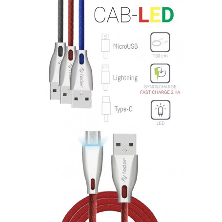 CAVO DATI USB LIGHTNING 1,3MT CON LUCE LED NERO