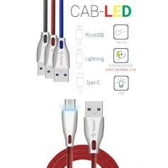 CAVO DATI USB MICRO USB 1,3MT CON LUCE LED ROSSO