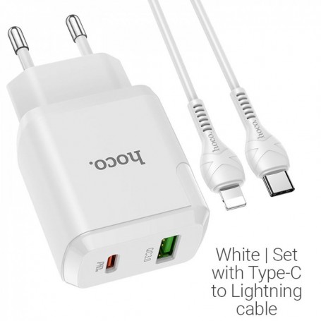 CARICATORE DA RETE 20WATT 2 PORTE+CAVO LIGHTN. USB