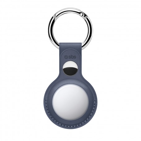 CUSTODIA IN ECOPELLE PER AIRTAG BLU