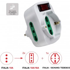 ADATTATORE TRIPLO 10A CON INTERRUTTORE