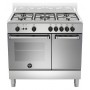 CUCINA A GAS 5 FUOCHI 90X60 INOX FORNO GAS + GRILL