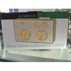 SVEGLIA DIGITALE MULTIFUNZIONE IN LEGNO REG LUCE