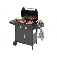 BARBECUE A GAS CON 2 BRUCIATORI E 1 FORNELLO LAT