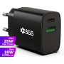 CARICATORE DA RETE 25WATT 2 PORTE BLACK