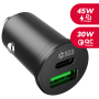 CARICATORE DA AUTO 45WATT  1PORTA TYPE-C 1USB
