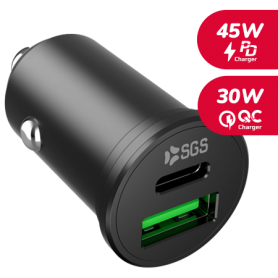 CARICATORE DA AUTO 45WATT  1PORTA TYPE-C 1USB