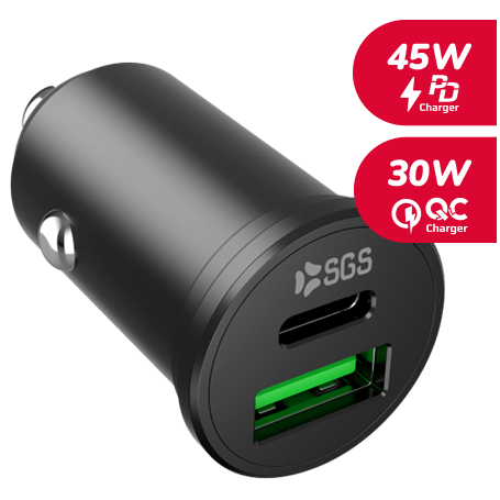 CARICATORE DA AUTO 45WATT  1PORTA TYPE-C 1USB