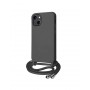 CUSTODIA IN SILICONE NERO PER IPHONE 15 CON LACCIO