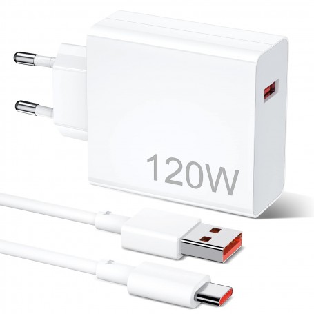CARICATORE DA RETE 120WATT USB-A + CAVO TYPE-C
