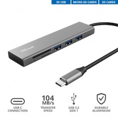 HUB USB-C 3 PORTE USB 3.2 CARD READER ALLUMINIO