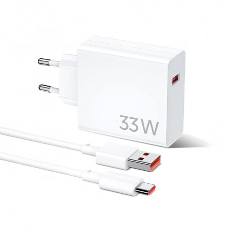 CARICATORE DA RETE 33 WATT USB-A+CAVO TYPE-C WH