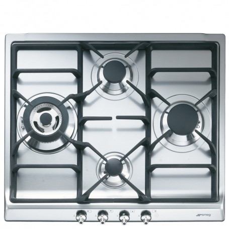 PIANO COTTURA A GAS 4 FUOCHI GRIGLI E GHISA INOX