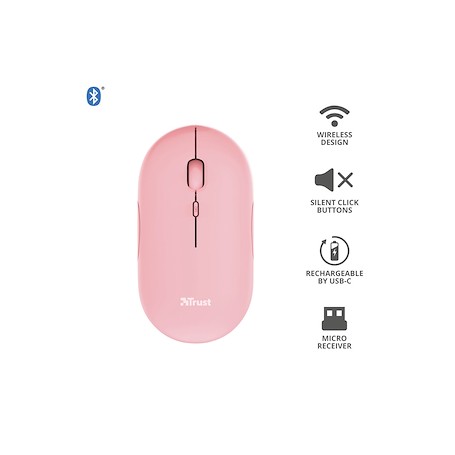 MOUSE WIRELESS BLUETOOTH 4 TASTI CON SCROLL ROSA
