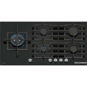 PIANO COTTURA A GAS 5 FUOCHI 90CM IN VETRO NERO