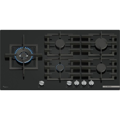 PIANO COTTURA A GAS 5 FUOCHI 90CM IN VETRO NERO