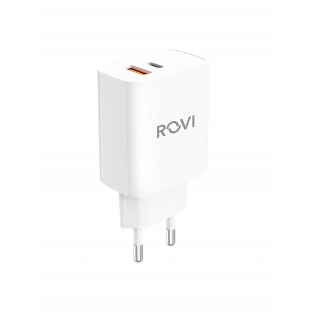 CARICATORE DA RETE 20WATT DOPPIO USB TYPE C BIANCO