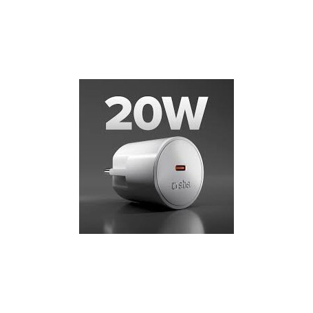 CARICATORE DA RETE USB-C 20WATT PRESA SCHUKO WH