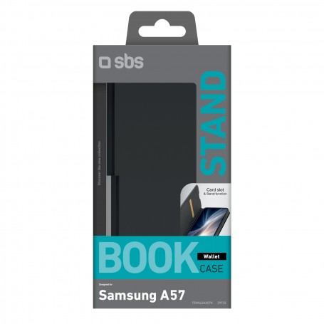 CUSTODIA A LIBRO PER SAMSUNG A57 IN PELLE NERA