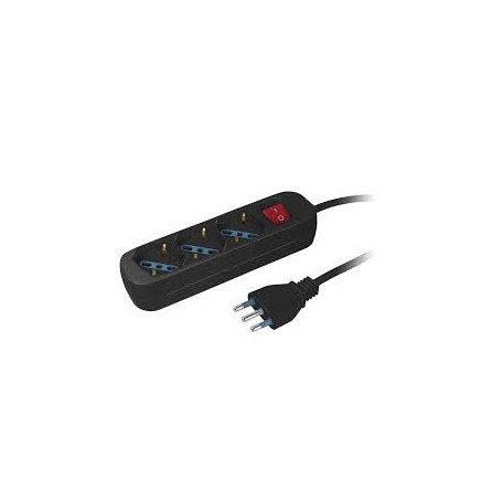 MULTIPRESA 3 POSTI SCHUKO CON INTERRUTTORE NERO