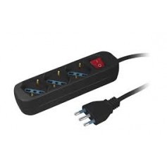 MULTIPRESA 3 POSTI SCHUKO CON INTERRUTTORE NERO