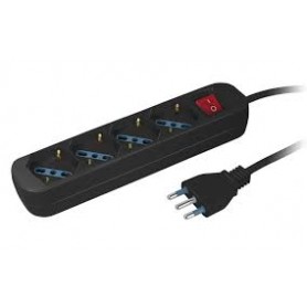 MULTIPRESA 4 POSTI SCHUKO CON INTERRUTTORE NERO