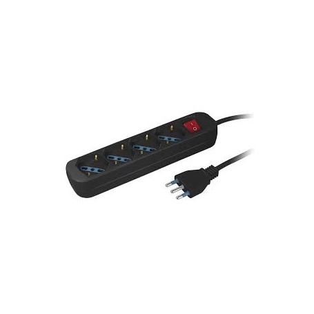 MULTIPRESA 4 POSTI SCHUKO CON INTERRUTTORE NERO