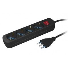 MULTIPRESA 4 POSTI SCHUKO CON INTERRUTTORE NERO
