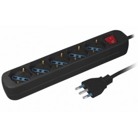 MULTIPRESA 5 POSTI SCHUKO CON INTERRUTTORE NERO