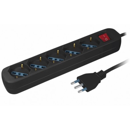 MULTIPRESA 5 POSTI SCHUKO CON INTERRUTTORE NERO