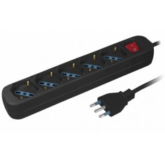 MULTIPRESA 5 POSTI SCHUKO CON INTERRUTTORE NERO