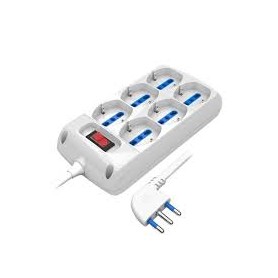 MULTIPRESA 6 POSTI SCHUKO CON INTERRUTTORE BIANCO